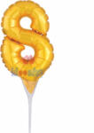 Balloons4party Balon folie tort cifra 8 auriu 15 cm