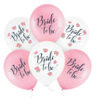 PartyPal Set 6 baloane , zBride to be, petrecerea burlacitelor roz alb cu flori si fluturasi, 30 cm