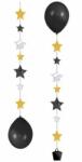 Amscan Set 3 greutati cutii plus cozi de baloane stele auriu, negru, argintiu de 50 cm