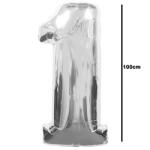 Balloons4party Balon folie cifra 1 argintiu silver 100cm