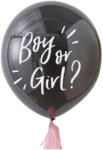 Balloons4party Balon negru 90 cm dezvaluire Boy or Girl confetti roz