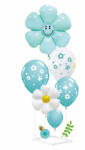 Balloons4party Suport cu 6 baloane din folie si latex aqua green cu margareta