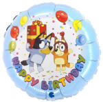 Balloons4party Balon folie rotund Bluey and Bingo Happy Birthday 46 cm