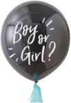 Balloons4party Balon negru 90 cm dezvaluire Boy or Girl confetti albastre