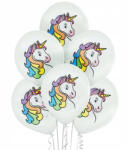 Balloons4party Set 6 baloane latex alb cu cap unicorn 30 cm