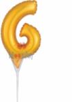 Balloons4party Balon folie tort cifra 6 auriu 15 cm