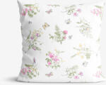 Goldea pamut párnahuzat - színes réti virágok fehér alapon 50 x 70 cm
