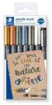 STAEDTLER Dekormarker, 1-6 mm, kúpos, ajándék tusfilccel, '8321', 6 különböző metál szín (TS8321TB7) (TS8321TB7)