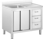 Royal Catering Mosogató szekrény - 1 medence - Royal Catering - rozsdamentes acél - 100 x 60 cm (RC-IKS10)