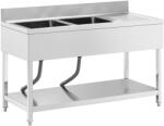 Royal Catering Mosogatóegység - 2 medence - rozsdamentes acél - 140 x 60 cm - Royal Catering (RCGS-2B1400D6)