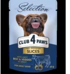 CLUB 4 PAWS Premium Plusz Alutasakos Válogatás Marhahússal és Zöldséggel zselében 85g - grandopet