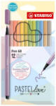 STABILO Rostirón készlet, 1 mm, 'Pen 68 Pastellove', 12 különböző szín (TST681277) (TST681277)