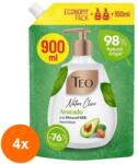 Teo Set 4 x Rezerva Sapun Lichid Avocado si Lapte de Migdale, Teo Nature Elixir, 900 ml