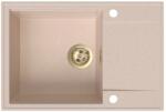 SINK Quality Quality Sink55 gránit mosogató, 680x460x215 mm + arany szifon, bézs, SKQ-SINK. P. 1KDO. XG (SKQ-SINK.P.1KDO.XG)
