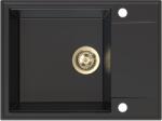 SINK Quality Quality Sink55 gránit mosogató, 620x460x215 mm + arany szifon, fekete, SKQ-SINK. C. 1KKO. XG (SKQ-SINK.C.1KKO.XG)
