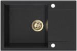 SINK Quality Quality Sink55 mosogató, gránit konyhai mosogató 680x460x215 mm + arany szifon, grafit, SKQ-SINK. G. 1KDO. XG (SKQ-SINK.G.1KDO.XG)