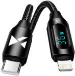 Wozinsky USB-C - Lightning Kábel Kijelzővel - 1m 36W - Fekete (WUCLC1)