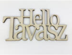  Natúr fa - "Hello Tavasz" felirat koszorúra 7x14cm - papelito