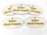  Natúr fa - "Kellemes Húsvéti Ünnepeket" ovál tábla 4x8cm 5db/csomag - papelito
