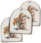  Nyomtatott fa tábla - Nyuszkó csokorral 3db/csomag - papelito