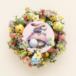  Nyomtatott fa tábla - Kerti nyuszi popi koszorú közép 11, 8cm - papelito