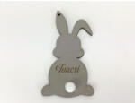  Húsvéti nyuszi egyedi gravírral szürke 8, 4x4, 6 cm - papelito