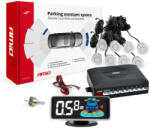 AMiO Tolatóradar Grafikus Led 3D kijelzővel 8 ezüst normál szenzorral PRÉMIUM (03193)