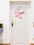 Vanshe Homedecor Falmatrica fürdőszobába, Vanshe Homedecor - "WC" rózsaszín virágokkal, pillangókkal