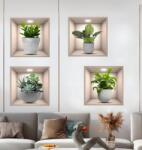 ART Decals Falmatrica nappaliba, ART Decals - Zöld cserepes virágok 4 db-os