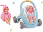 Smoby Set premergător și cărucior cu frănă Croc Baby Walker Minikiss 3in1 Smoby și păpușă crocodil 27 cm cu sunete (SM210207-1)