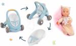 Smoby Set premergător și cărucior cu frănă Croc Baby Walker Minikiss 3in1 Smoby și păpușă melc 27 cm cu sunete (SM210207-2)