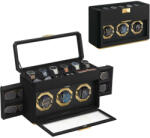 SONGMICS Óratartó doboz 9 órához, üvegablakkal, dombornyomott műbőr, tintafekete