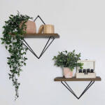 Evila Originals Set 2 etajere de perete Evila Originals 792EVL2868, 30x14 cm, Lemn de molid / Metal, Maro / Negru (792EVL2868) Raft