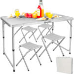 Garden Line összecsukható Kemping garnitúra 4db székkel 120cm - fehér (OXE8211)