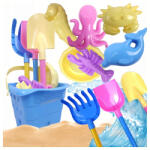  Homokozó vödör kisgyermekeknek, tengeri formákkal, 9 db-os strandjáték