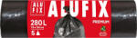 Alufix Szemeteszsák, 280 l, 5 db, 115x135 cm, 60 , ALUFIX, fekete (MS280UNINEW) - tonerpiac