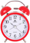 Merion fém ébresztőóra, quartz, piros színű fémtok, fehér arab számos számlap, 3^ (6814-4)