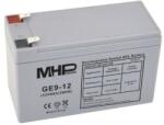 CARSPA MHPower GE9-12 Gél akkumulátor 12V/9Ah, Faston F2 - 6, 3mm, Deep Cycle GE9-12