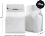  Pungă Pentru Cafea Box Bottom 250gr Zip Fără Supapă Albă 500 Buc