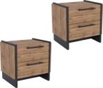 Mobikon Set 2 noptiere DTD stejar wotan negru Amoni 48x36x45 cm (0000400445)