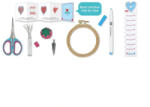 PRYM Kit de broderie pentru incepatori, cu instructiuni, gherghef, ace, bobina, foarfeca si alte accesorii, Prym Love