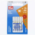 PRYM Set ace de cusut Gold pentru broderie, acoperire anti-adeziva, 5 buc, finete 75 si 90, Prym