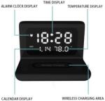  Ceas Negru Incarcare Wireless si Data cu Afisaj Mare si Alarma - Q-13B060 (Q-13B060)