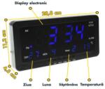  Ceas Digital cu Led Albastru si Alarma, Dimensiuni Robuste, Afisaj Mare, Alimentare 5V - Q-13B058 (Q-13B058)