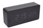  Ceas Digital Lemn Negru LED Alb cu Alarma, Termometru și Afisare Timp, Data - Q-13B049 (Q-13B049)