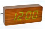  Ceas Digital Mare Lemn Maro LED Verde cu Alarma, Data și Termometru - Q-13B010 (Q-13B010)