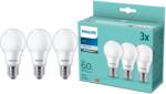 Philips E27 LED izzó készlet, 3db, A60, 8W (60W), 806lm, Meleg fehér fény, 4000K, F energiaosztály