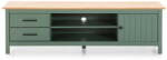 Marckeric Masă TV verde/în culoare naturală din lemn masiv de pin 158x47 cm Miranda - Marckeric