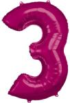  Rózsaszín Pink óriás szám fólia lufi 3-as, 88x53 cm (DPA9907281) - sandori