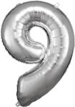  Ezüst Silver óriás szám fólia lufi 9-es, 83x58 cm (DPA9906294) - sandori